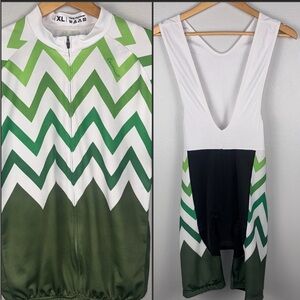 Coconut Mens XL Cycling Suit Bibs and Jersey Set Full Zip Padded Pockets Bicycle